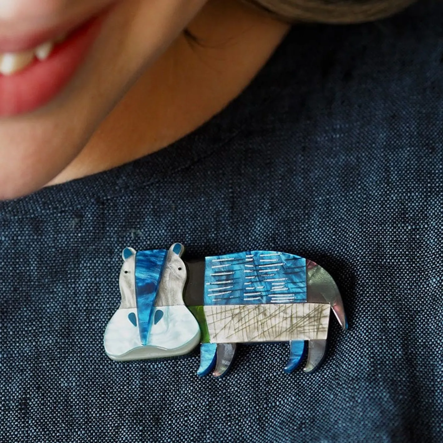 Erstwilder A Hippo Named Grunt Brooch^ Brooches