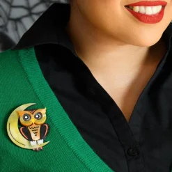 Erstwilder A Moon With View Owl Brooch^ Brooches
