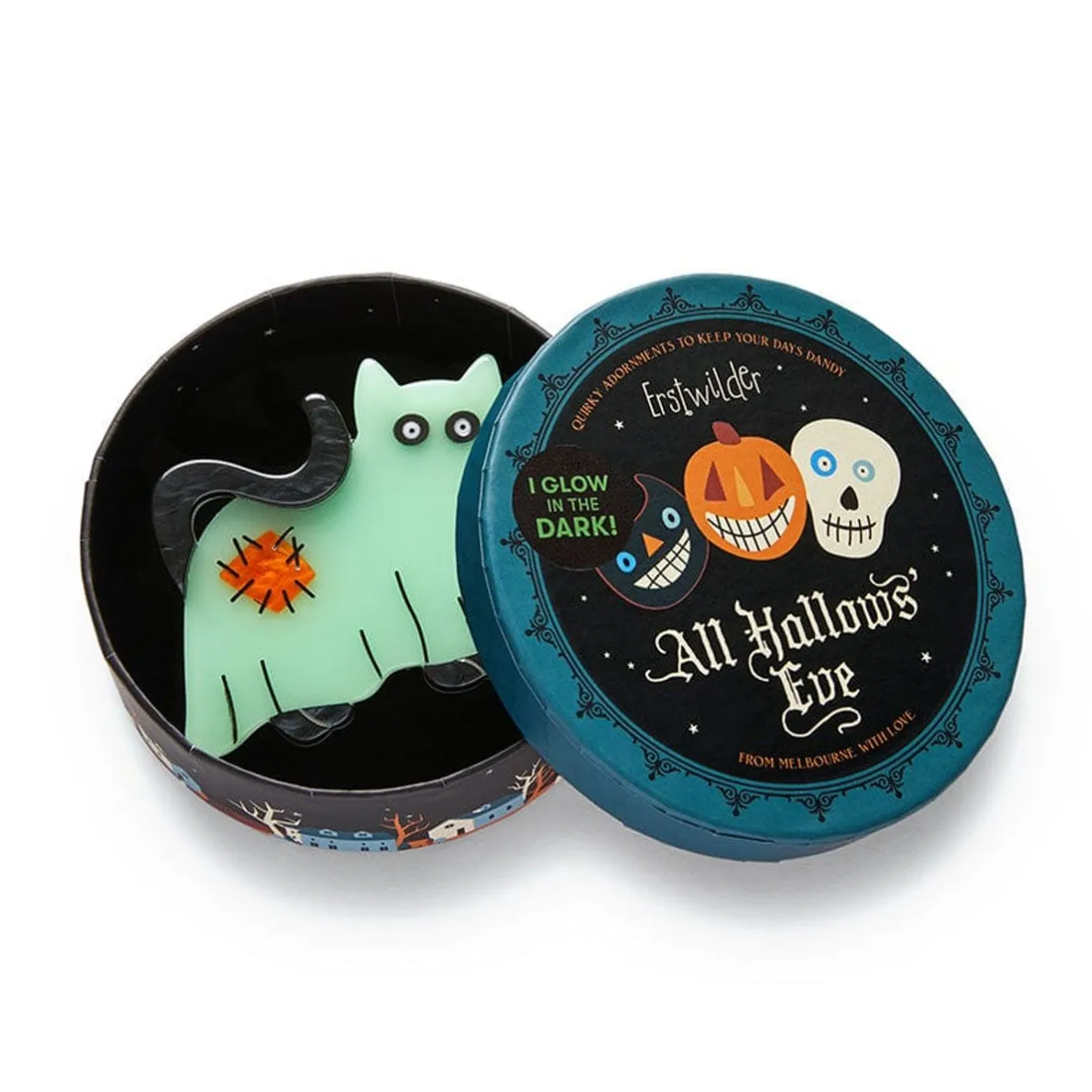 Erstwilder A Most Ghostly Kitty Brooch^ Brooches