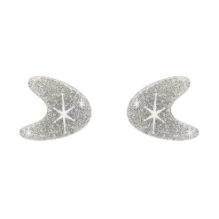Erstwilder Atomic Boomerang Glitter Stud Earrings - Silver^ Essential Earrings