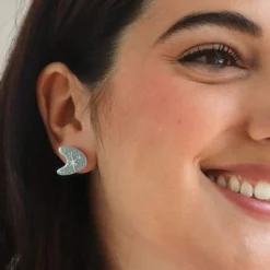 Erstwilder Atomic Boomerang Glitter Stud Earrings - Silver^ Essential Earrings