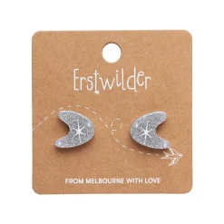 Erstwilder Atomic Boomerang Glitter Stud Earrings - Silver^ Essential Earrings