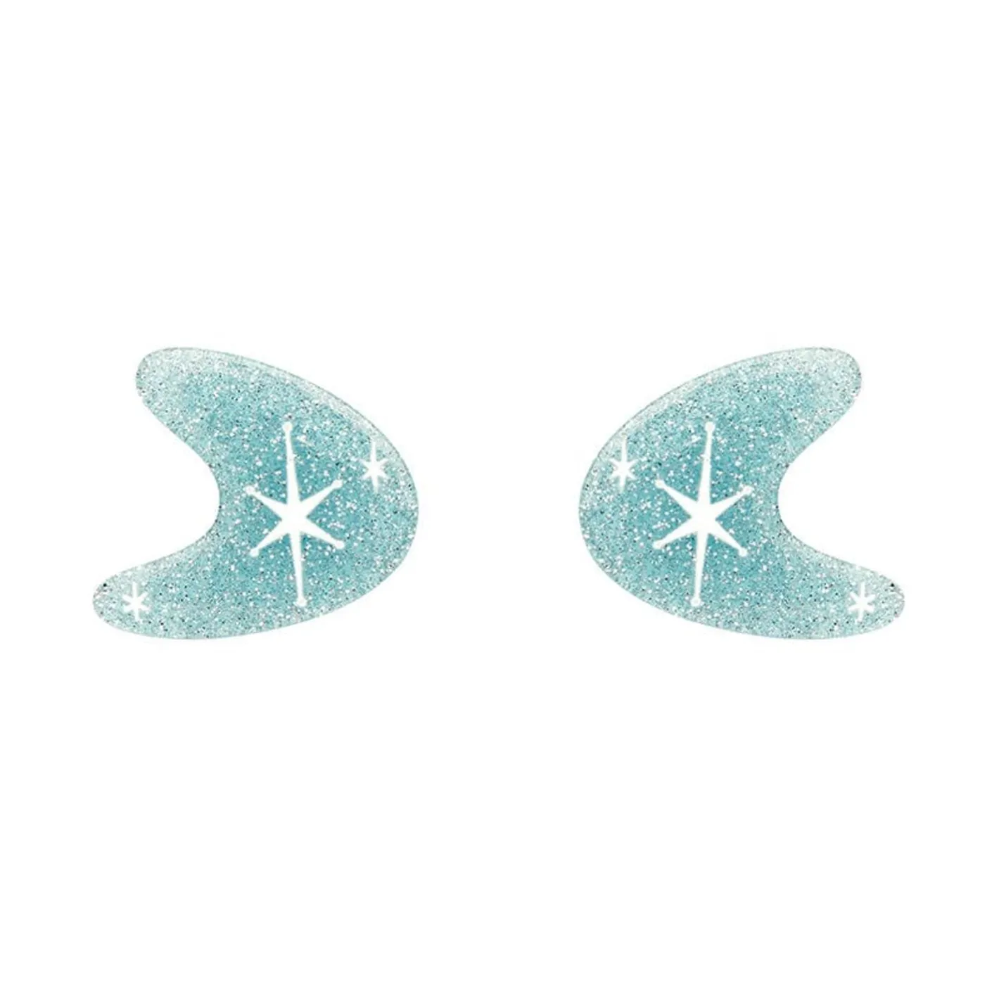 Erstwilder Atomic Boomerang Glitter Stud Earrings - Blue^ Essential Earrings