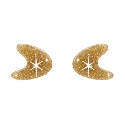Erstwilder Atomic Boomerang Glitter Stud Earrings - Gold^ Essential Earrings