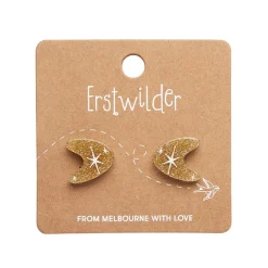 Erstwilder Atomic Boomerang Glitter Stud Earrings - Gold^ Essential Earrings