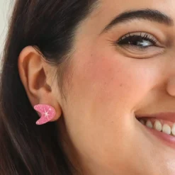 Erstwilder Atomic Boomerang Glitter Stud Earrings - Pink^ Essential Earrings