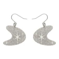 Erstwilder Atomic Boomerang Glitter Drop Earrings - Silver^ Essential Earrings