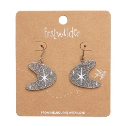 Erstwilder Atomic Boomerang Glitter Drop Earrings - Silver^ Essential Earrings