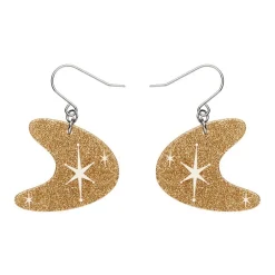 Erstwilder Atomic Boomerang Glitter Drop Earrings - Gold^ Essential Earrings