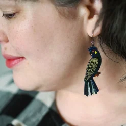 Erstwilder Bella The Black Cockatoo Drop Earrings^ Earrings
