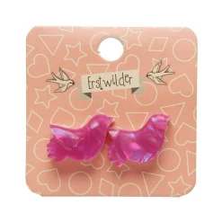 Erstwilder Bird Textured Glitter Resin Stud Earrings - Fuchsia^ Essential Earrings