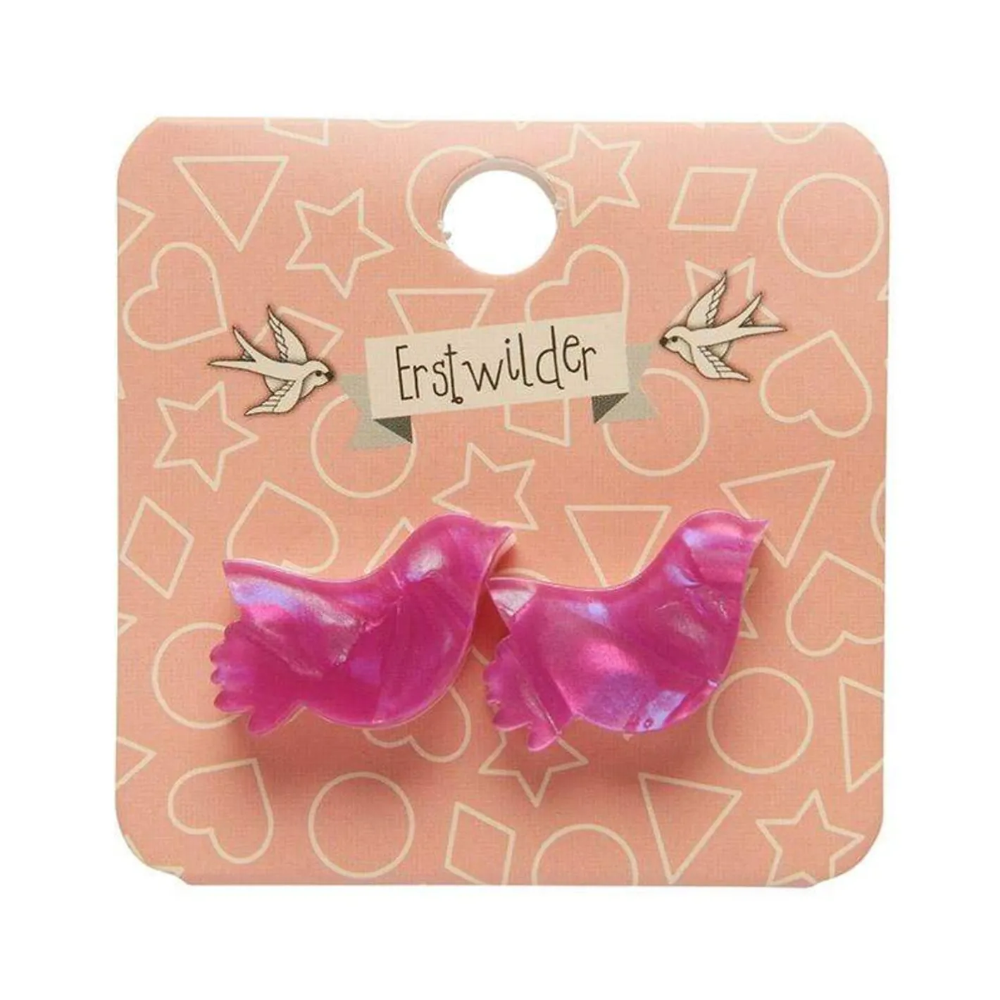 Erstwilder Bird Textured Glitter Resin Stud Earrings - Fuchsia^ Essential Earrings