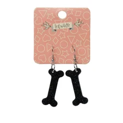Erstwilder Bones Glitter Resin Drop Earrings - Black^ Essential Earrings