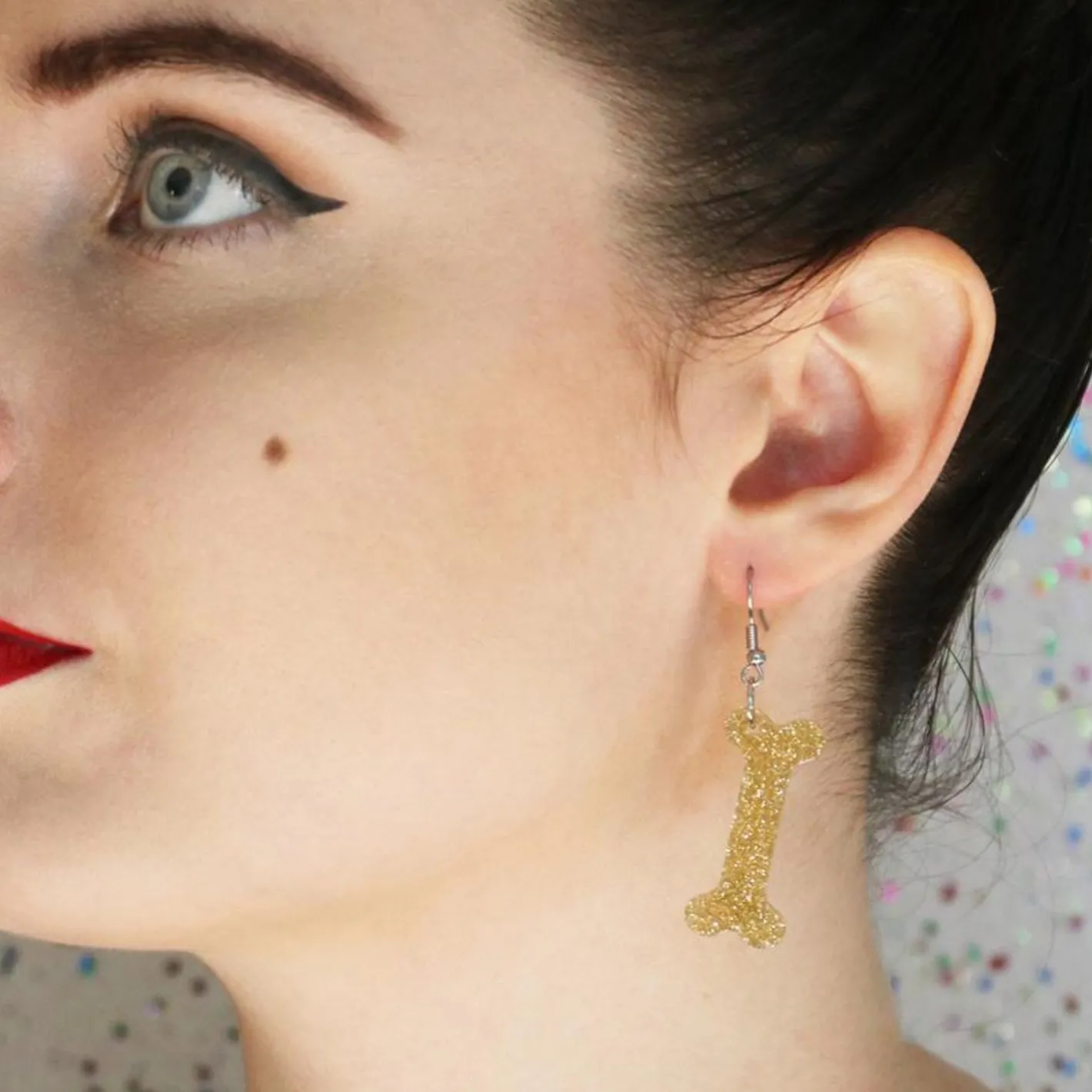 Erstwilder Bones Glitter Resin Drop Earrings - Gold^ Essential Earrings