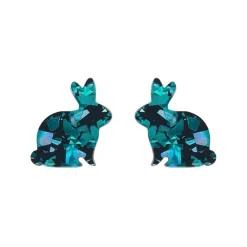 Erstwilder Bunny Chunky Glitter Resin Stud Earrings - Green^ Essential Earrings
