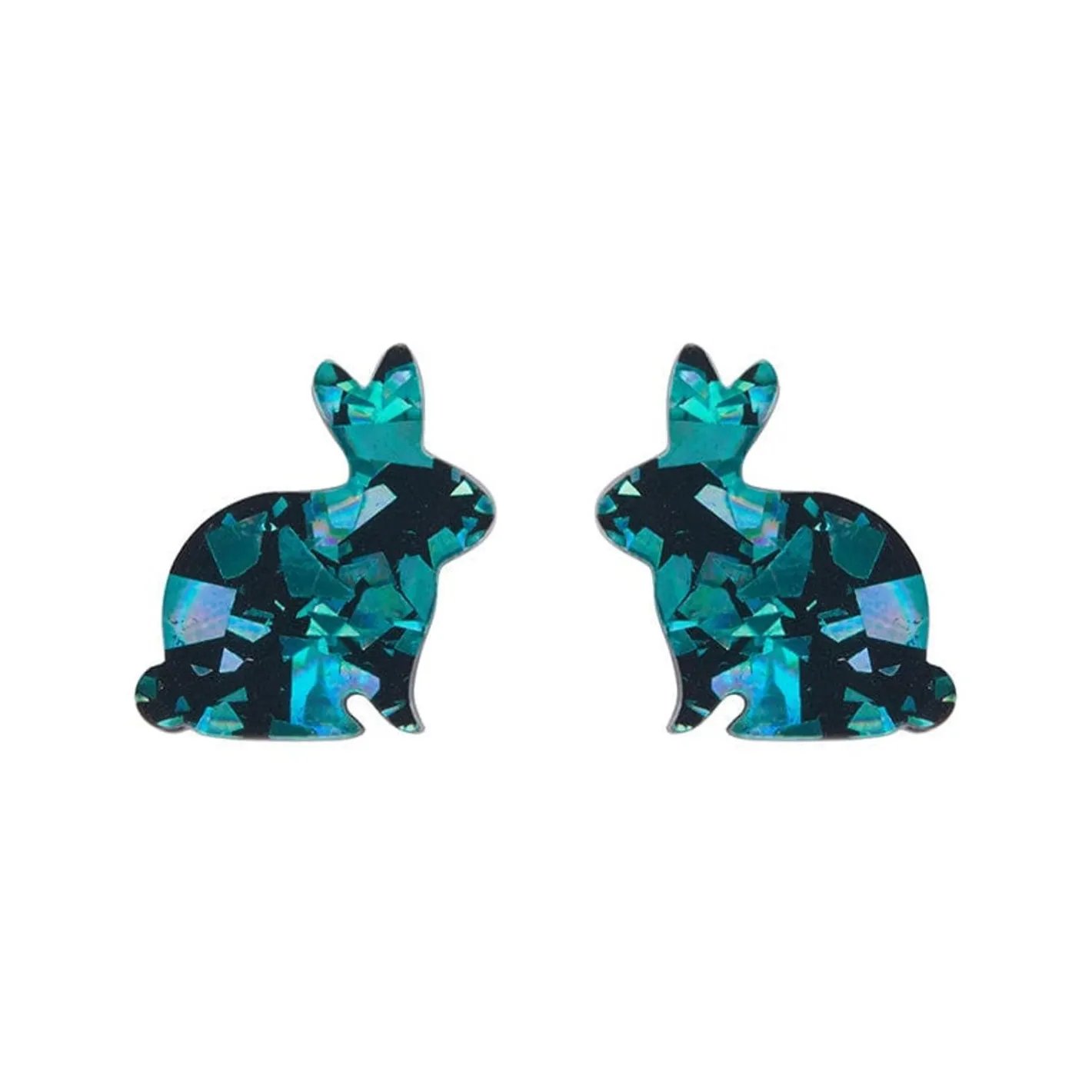Erstwilder Bunny Chunky Glitter Resin Stud Earrings - Green^ Essential Earrings
