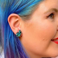 Erstwilder Bunny Chunky Glitter Resin Stud Earrings - Green^ Essential Earrings