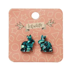 Erstwilder Bunny Chunky Glitter Resin Stud Earrings - Green^ Essential Earrings