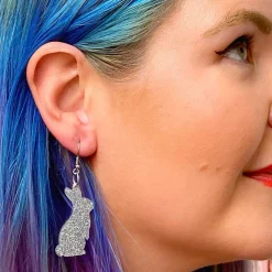 Erstwilder Bunny Glitter Resin Drop Earrings - Silver^ Essential Earrings