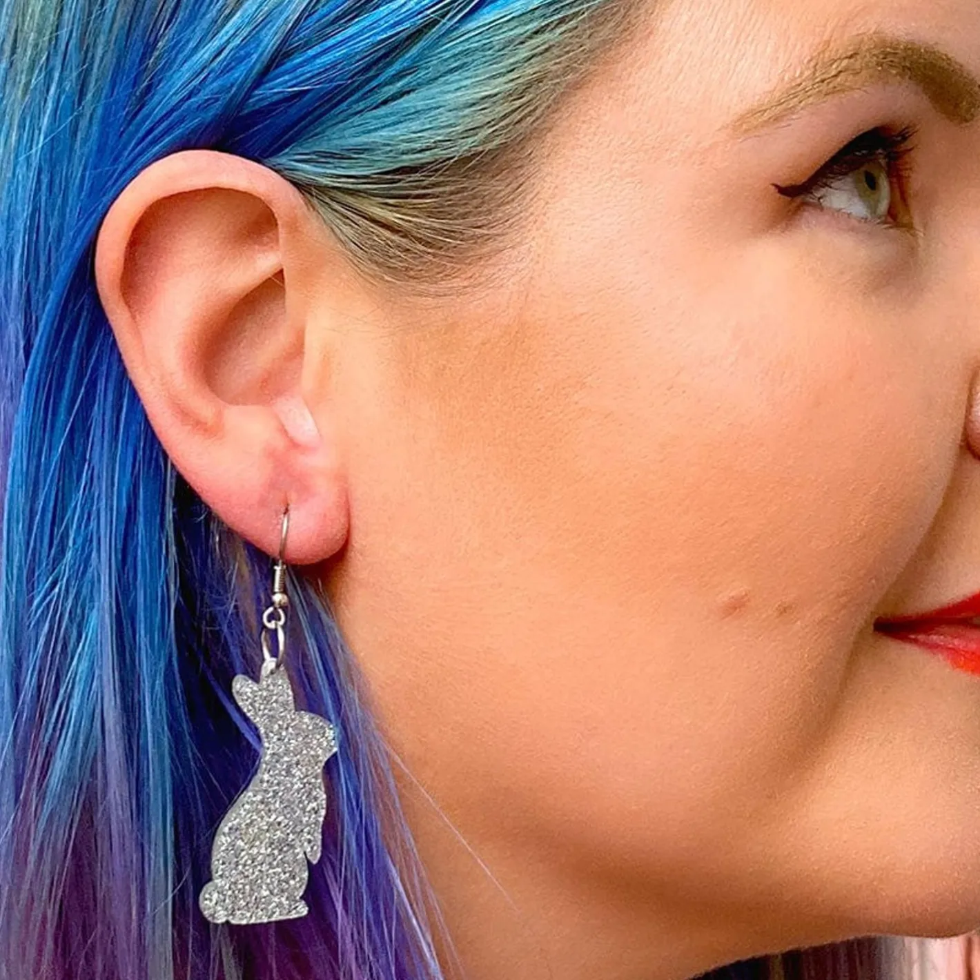 Erstwilder Bunny Glitter Resin Drop Earrings - Silver^ Essential Earrings
