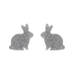 Erstwilder Bunny Glitter Resin Stud Earrings - Silver^ Essential Earrings