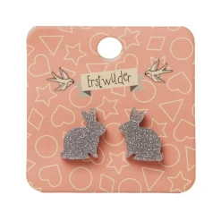 Erstwilder Bunny Glitter Resin Stud Earrings - Silver^ Essential Earrings