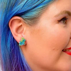 Erstwilder Bunny Mottled Resin Stud Earrings - Green^ Essential Earrings