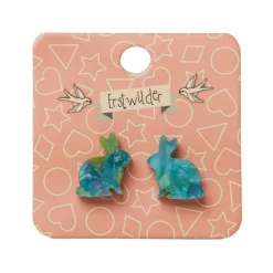 Erstwilder Bunny Mottled Resin Stud Earrings - Green^ Essential Earrings