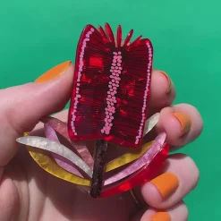 Erstwilder Burgundy Brush Brooch^ Brooches