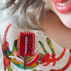 Erstwilder Burgundy Brush Brooch^ Brooches