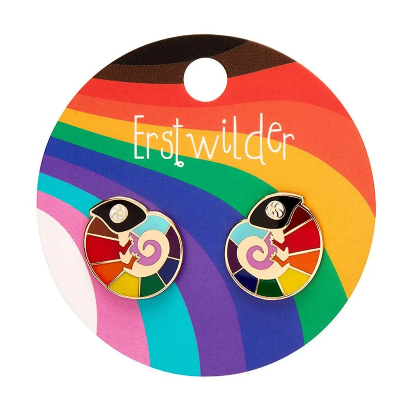 Erstwilder Carmel'S Colourful Chameleon Enamel Stud Earrings^ Enamel Earrings