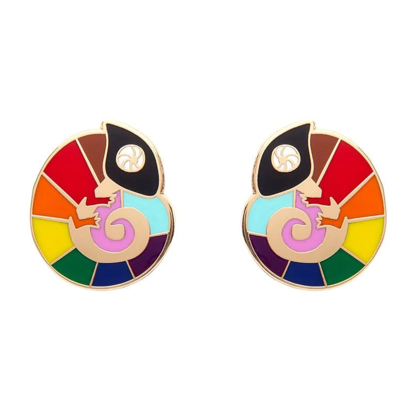 Erstwilder Carmel'S Colourful Chameleon Enamel Stud Earrings^ Enamel Earrings