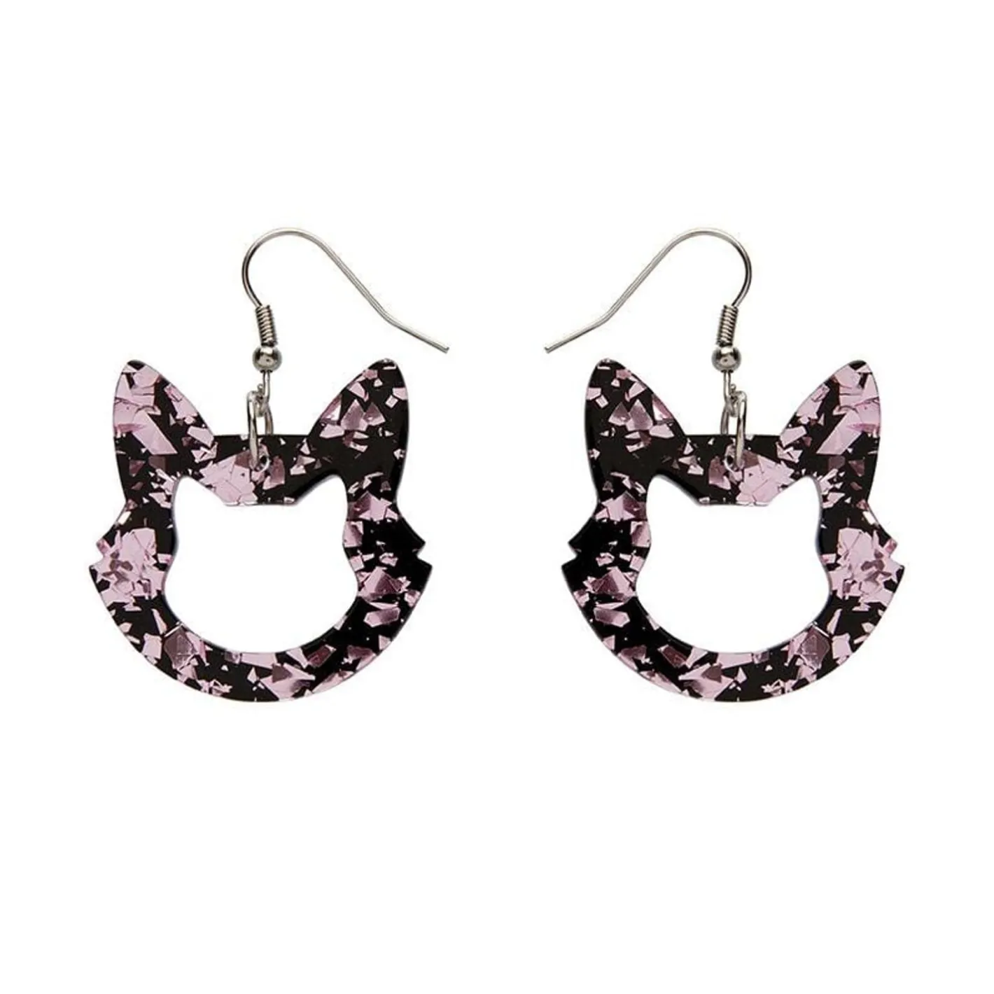 Erstwilder Cat Head Chunky Glitter Resin Drop Earrings - Pink^ Essential Earrings