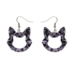 Erstwilder Cat Head Chunky Glitter Resin Drop Earrings - Purple^ Essential Earrings