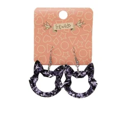 Erstwilder Cat Head Chunky Glitter Resin Drop Earrings - Purple^ Essential Earrings