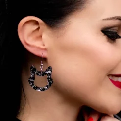 Erstwilder Cat Head Chunky Glitter Resin Drop Earrings - Silver^ Essential Earrings