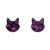 Erstwilder Cat Head Chunky Glitter Resin Stud Earrings - Purple^ Essential Earrings