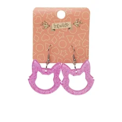Erstwilder Cat Head Glitter Resin Drop Earrings - Pink^ Essential Earrings