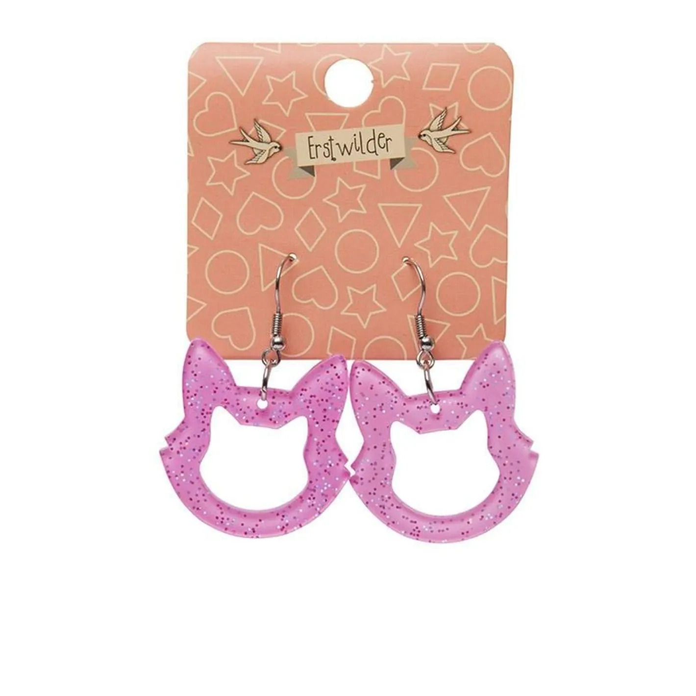 Erstwilder Cat Head Glitter Resin Drop Earrings - Pink^ Essential Earrings