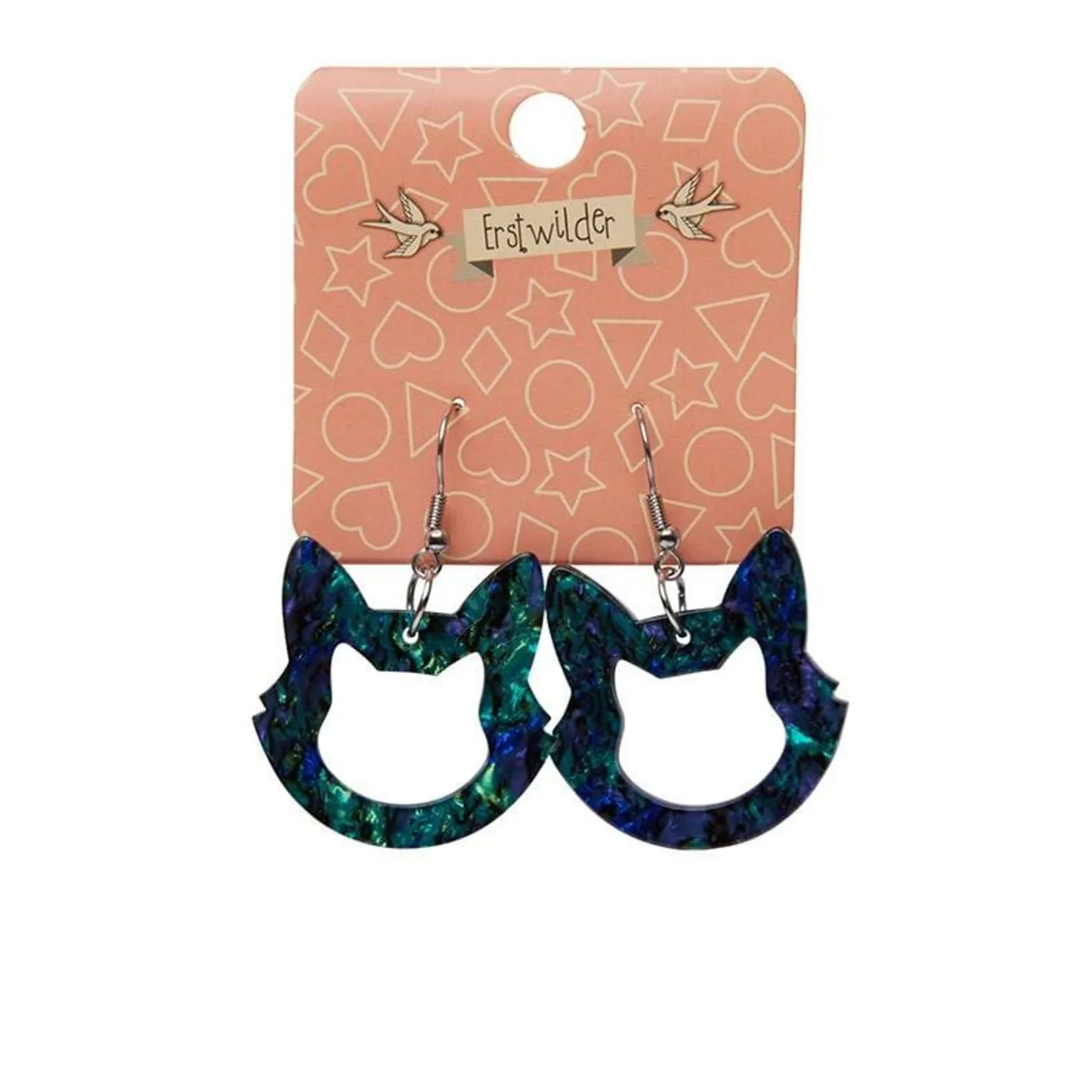 Erstwilder Cat Head Lava Resin Drop Earrings - Green^ Essential Earrings