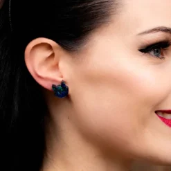 Erstwilder Cat Head Lava Resin Stud Earrings - Green^ Essential Earrings