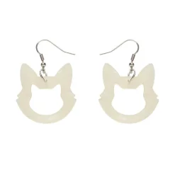 Erstwilder Cat Head Ripple Resin Drop Earrings - White^ Essential Earrings