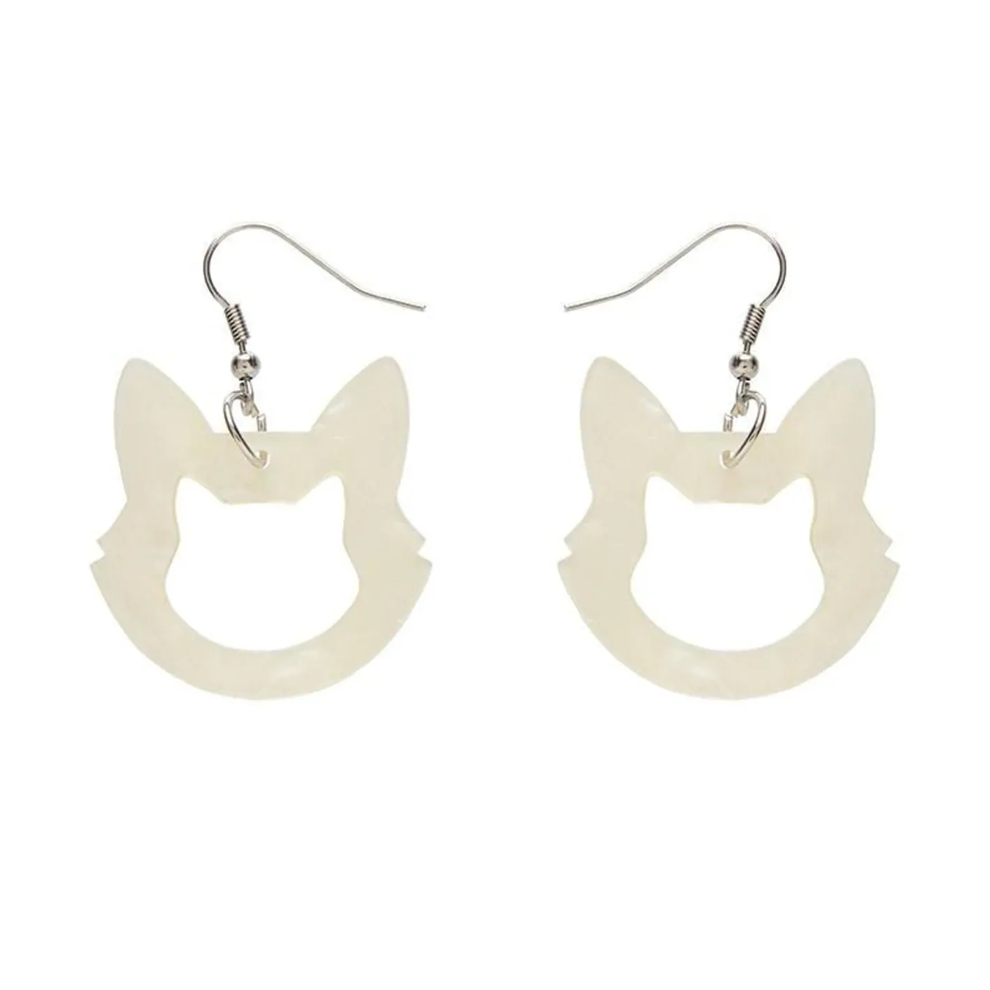 Erstwilder Cat Head Ripple Resin Drop Earrings - White^ Essential Earrings