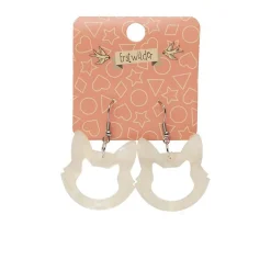 Erstwilder Cat Head Ripple Resin Drop Earrings - White^ Essential Earrings