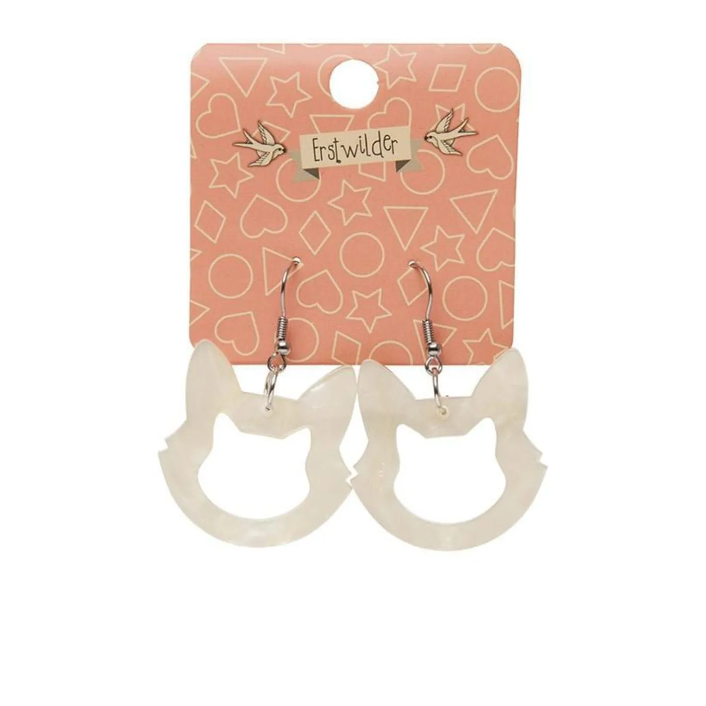 Erstwilder Cat Head Ripple Resin Drop Earrings - White^ Essential Earrings