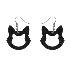 Erstwilder Cat Head Ripple Resin Drop Earrings - Black^ Essential Earrings