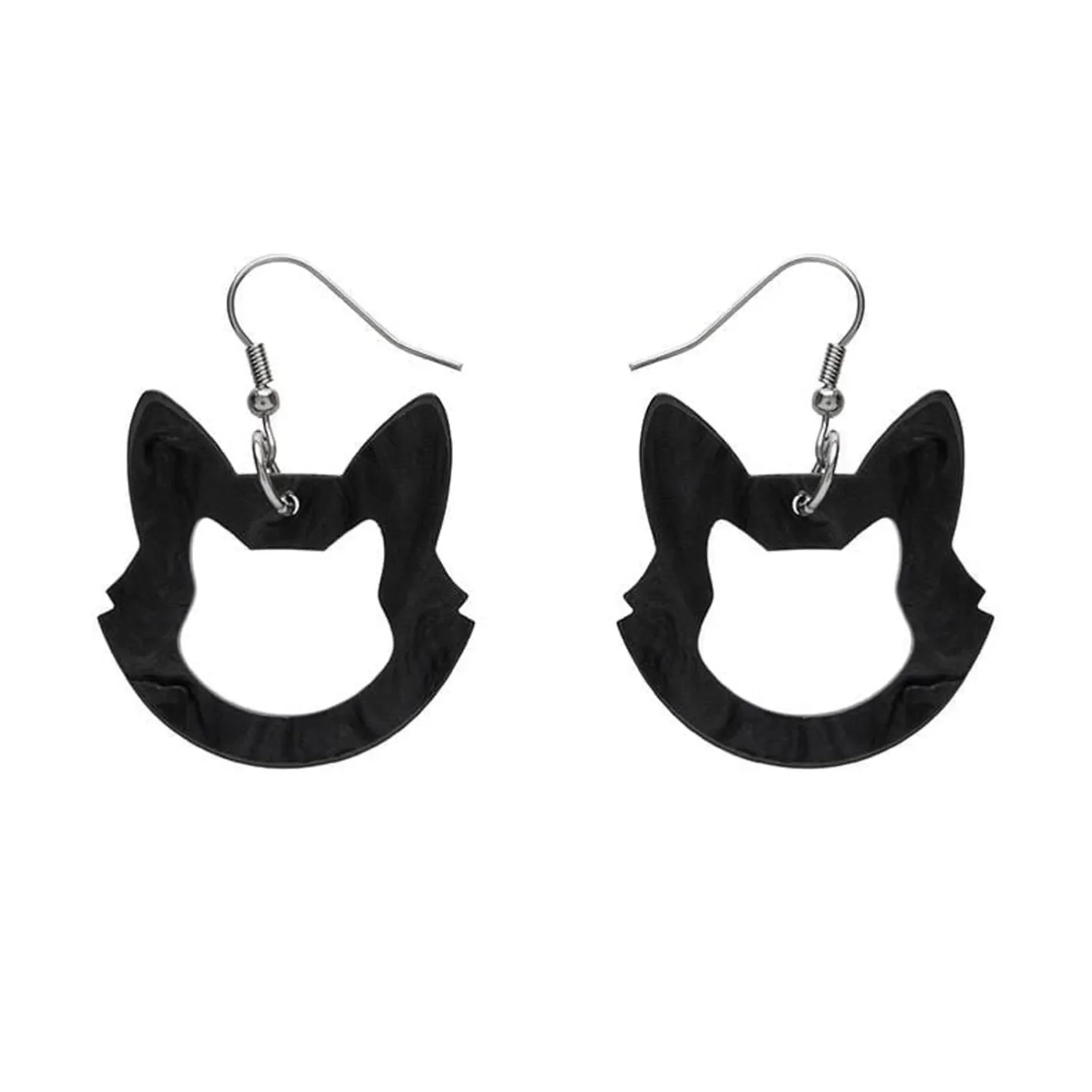 Erstwilder Cat Head Ripple Resin Drop Earrings - Black^ Essential Earrings