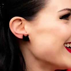 Erstwilder Cat Head Ripple Resin Stud Earrings - Black^ Essential Earrings