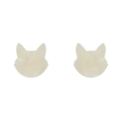 Erstwilder Cat Head Ripple Resin Stud Earrings - White^ Essential Earrings