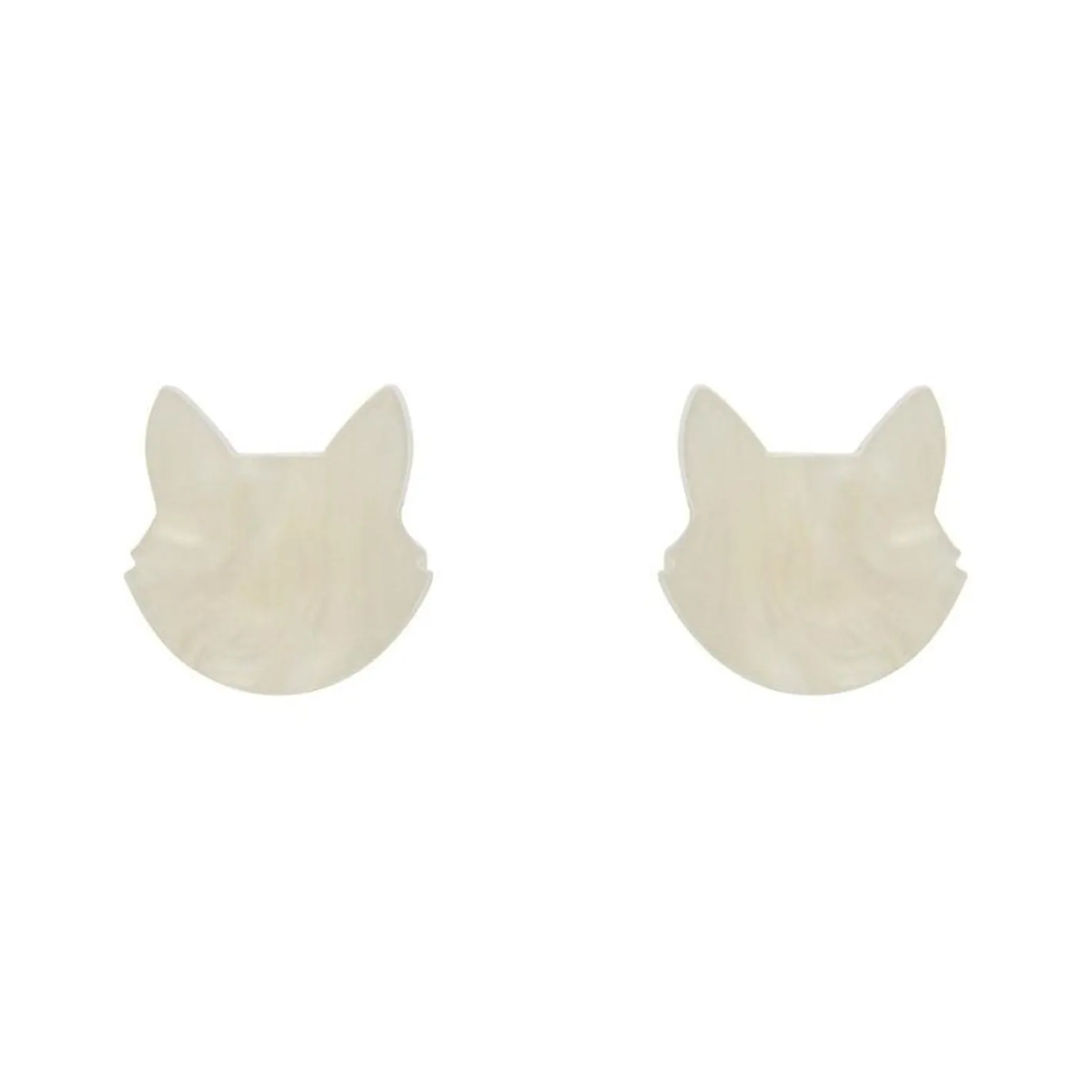 Erstwilder Cat Head Ripple Resin Stud Earrings - White^ Essential Earrings